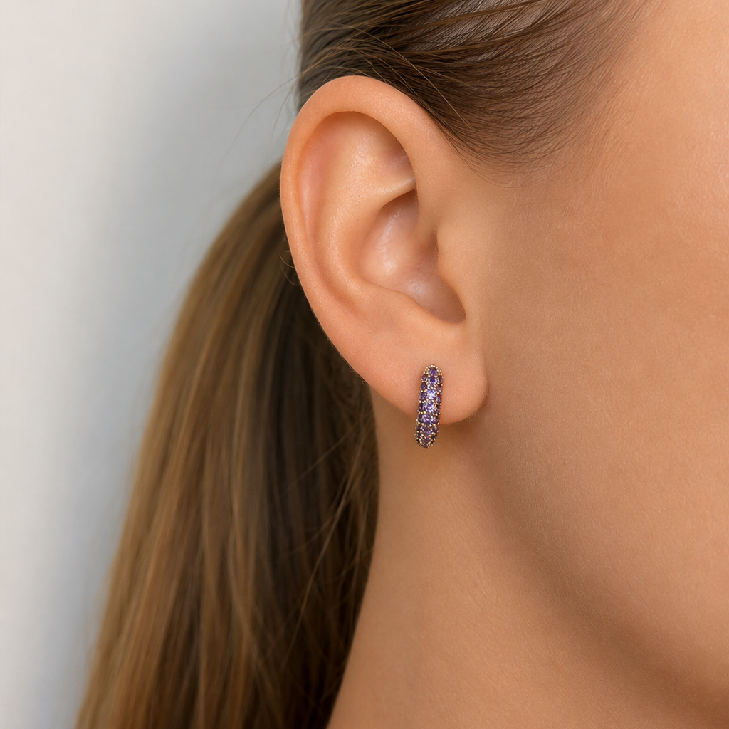 Timeless Tiny Hoops Amethyst Crystal Gold - Charlotte Bonde Sthlm