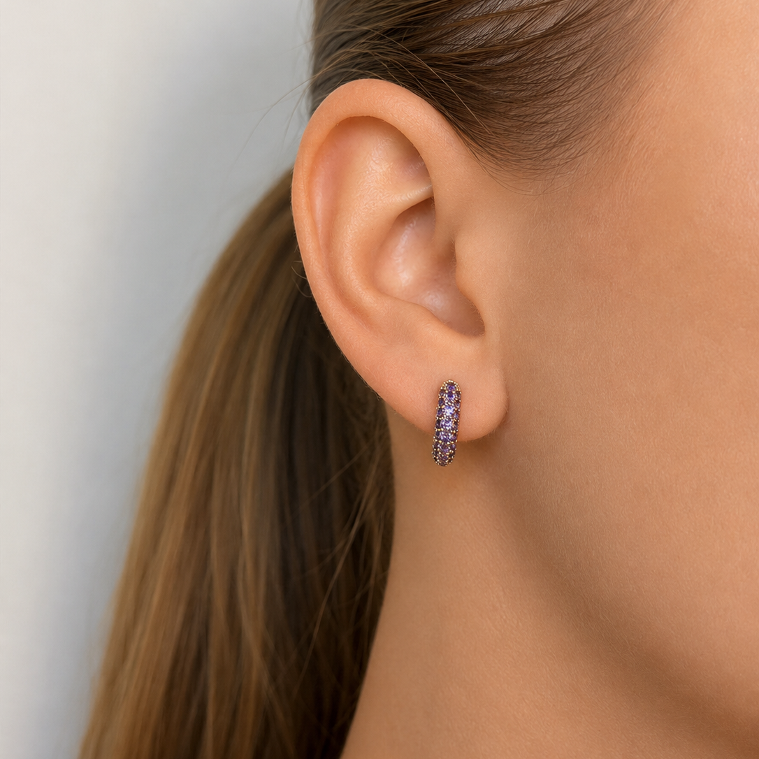 Timeless Tiny Hoops Amethyst Crystal Gold - Charlotte Bonde Sthlm