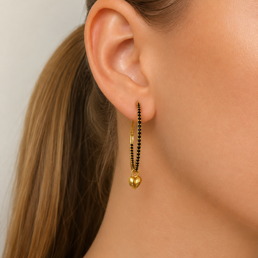 Irma Eternity Amazon Hoops Black Spinel Gold - Charlotte Bonde Sthlm