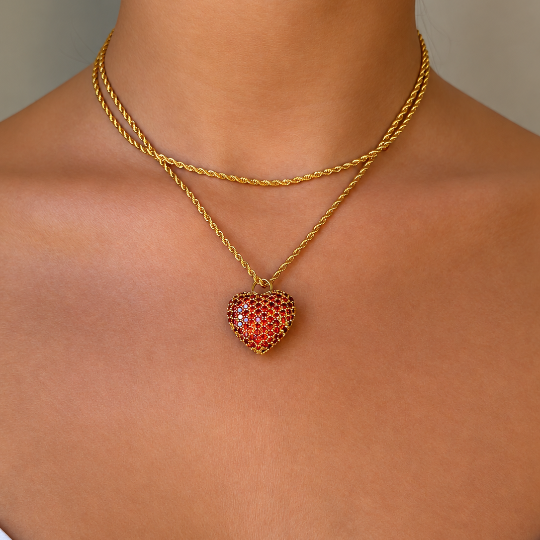 Signature Eternal Heart Pendant Garnet Crystal - Charlotte Bonde Sthlm
