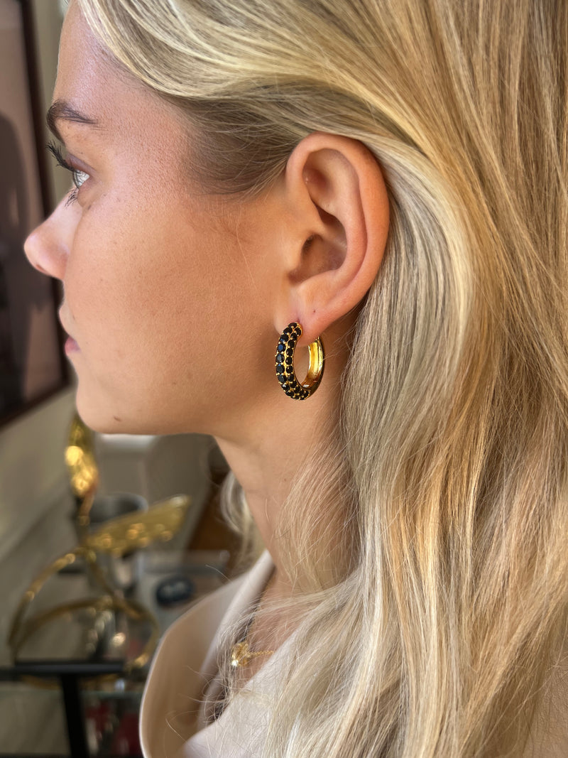Timeless Chunky Hoops Black Spinel