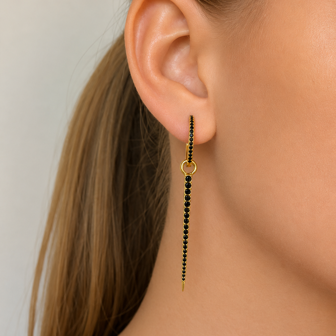 Irma Eternity Hoops Obsidian Gold - Charlotte Bonde Sthlm