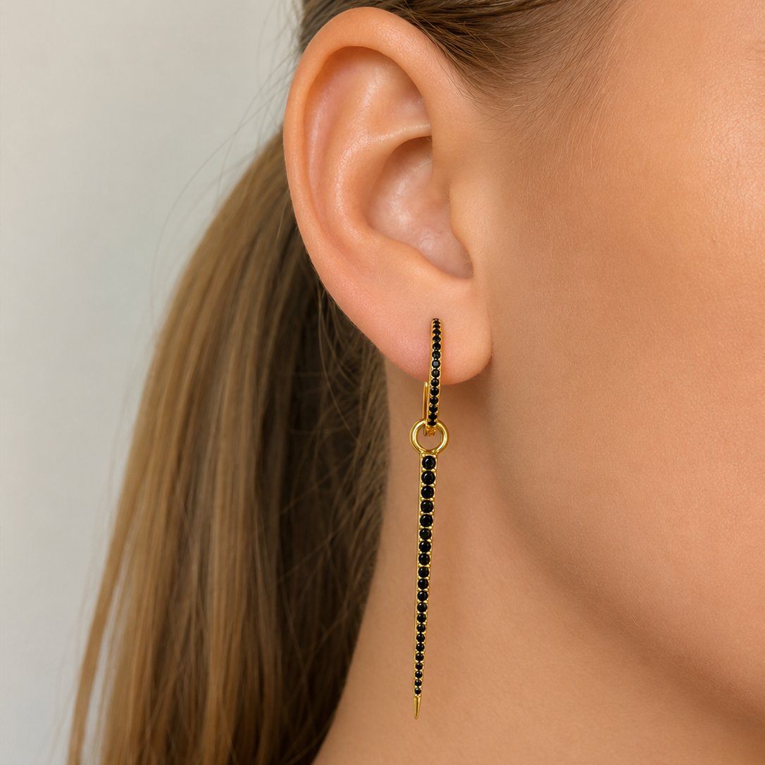 Signature Spike Pendant Black Spinel Gold