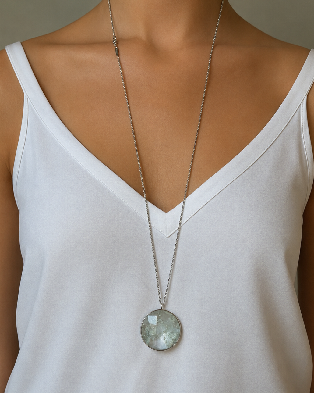 Paulina Vanity Necklace Aqua Green Silver