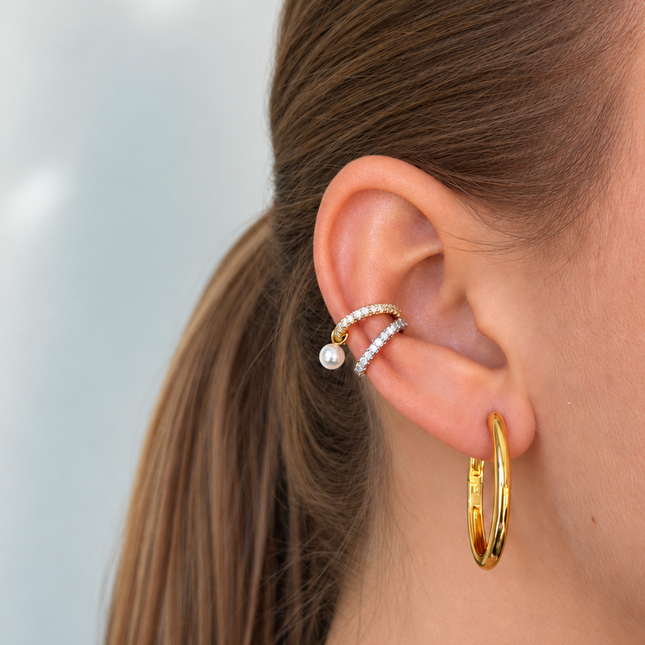 Irma Petite Hoops Rock Crystal Gold - Charlotte Bonde Sthlm