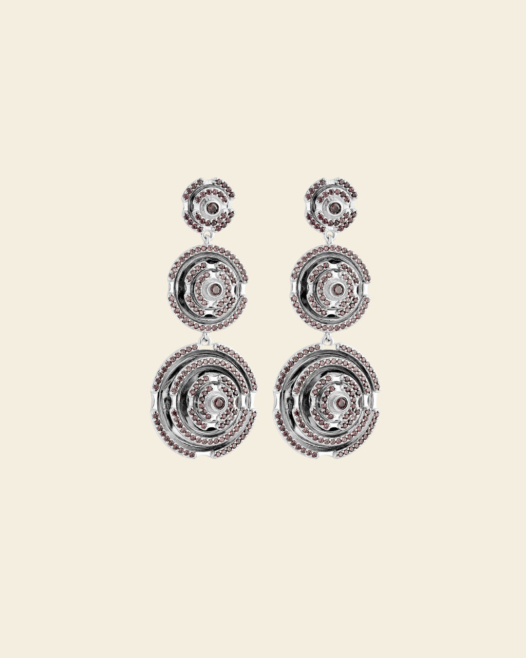 Labyrinth Amazon Earrings Smoky Quartz Silver