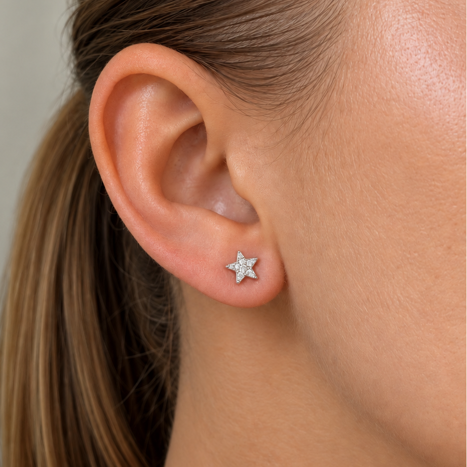 Signature Petite Star Studs Crystal Silver - Charlotte Bonde Sthlm