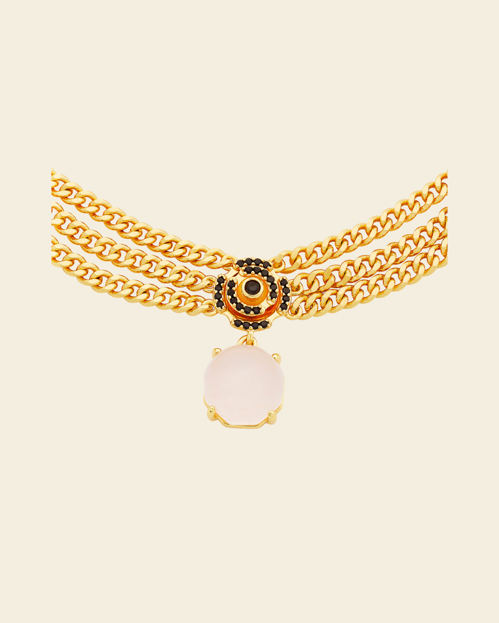 Labyrinth Vanity Necklace Black Spinel/Rose Quartz
