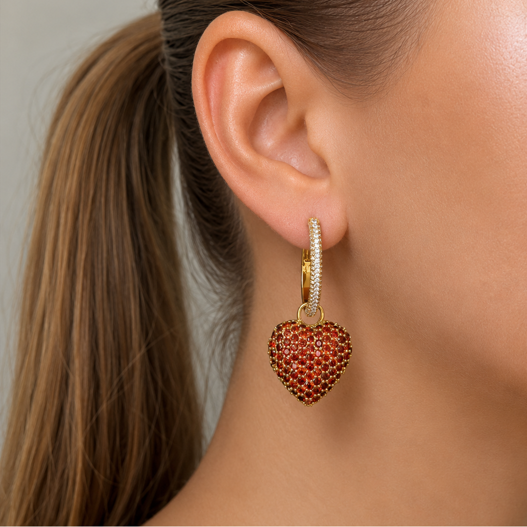 Bianca Boho Just Perfect Hoops Rock Crystal Gold
