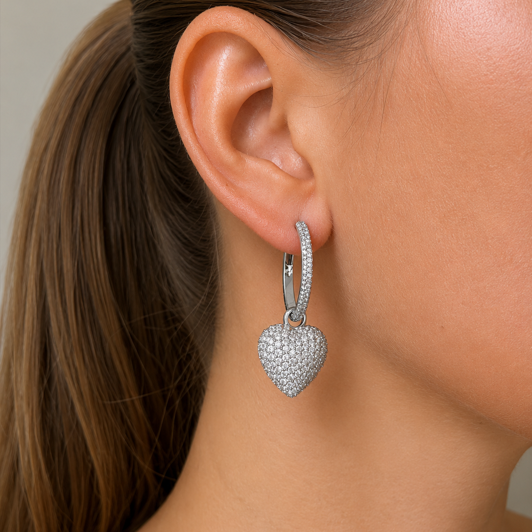 Bianca Boho Just Perfect Hoops Rock Crystal Silver - Charlotte Bonde Sthlm