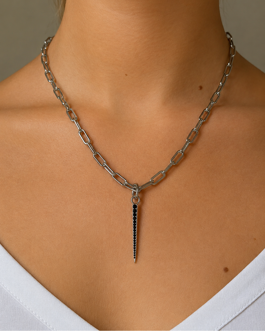 Signature Spike Pendant Black Spinel Silver