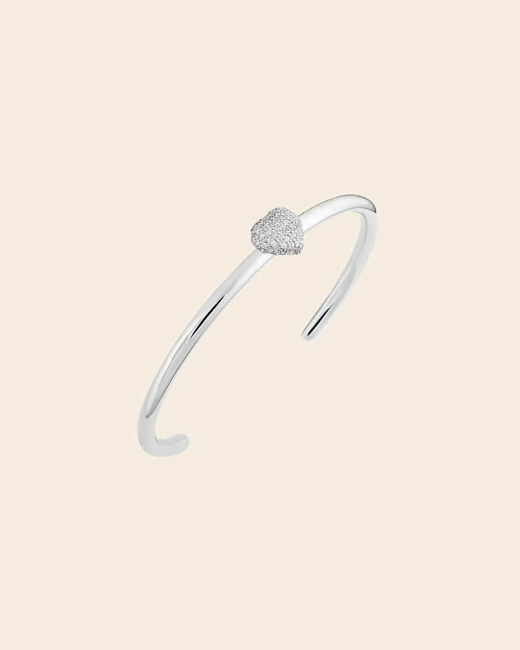 Timeless Eternal Love Heart Cuff Rock Crystal Silver