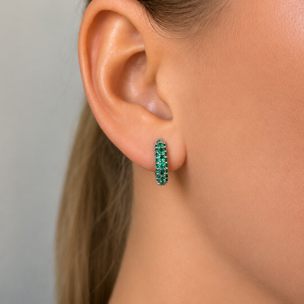 Timeless Tiny Hoops Green Spinel Silver - Charlotte Bonde Sthlm