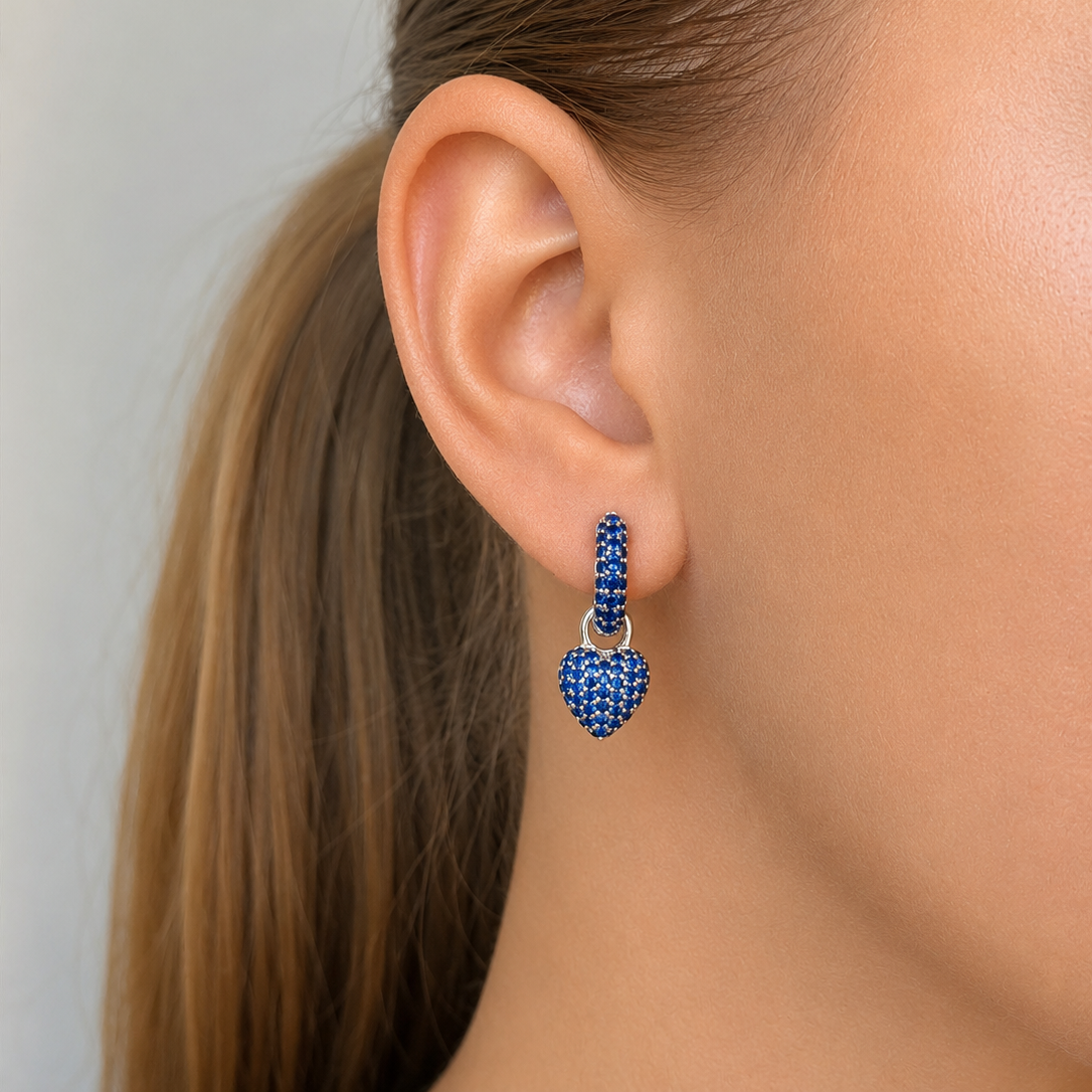 Timeless Tiny Hoops Blue Spinel Silver
