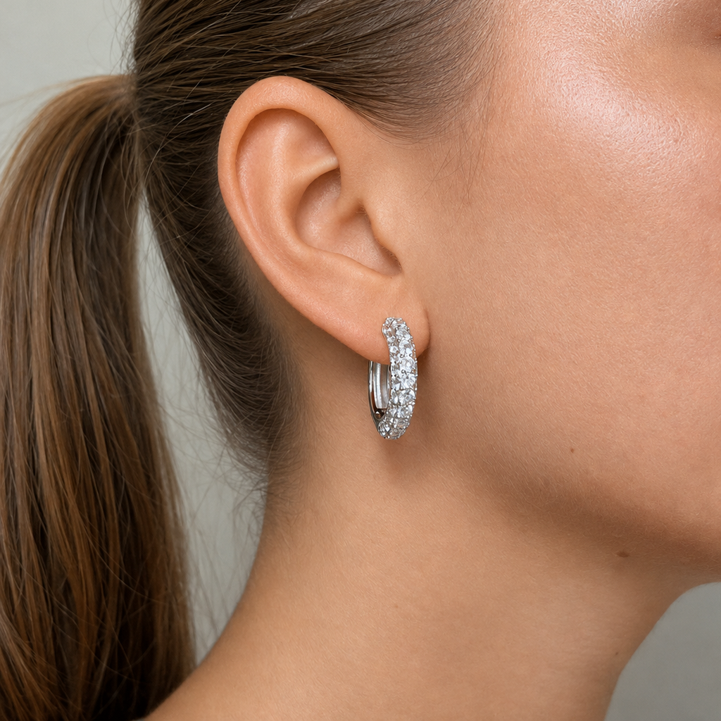 Timeless Chunky Hoops Rock Crystal Silver - Charlotte Bonde Sthlm