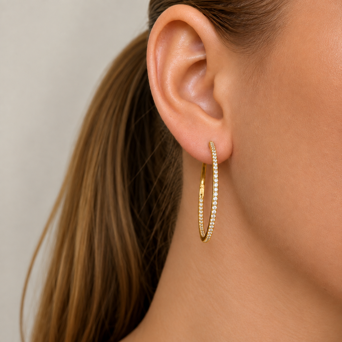 Irma Eternity Amazon Hoops Rock Crystal Gold - Charlotte Bonde Sthlm
