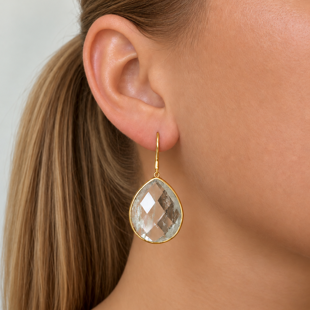 Paulina Just Perfect Earrings Aqua Green Gold - Charlotte Bonde Sthlm
