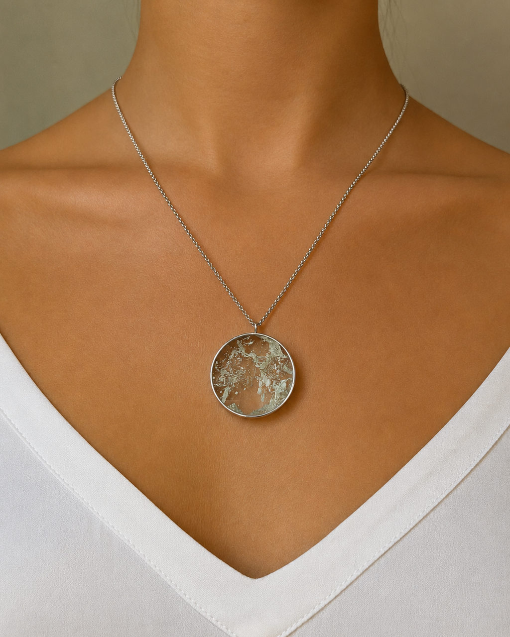 Paulina Vanity Necklace Aqua Green Silver - Charlotte Bonde Sthlm