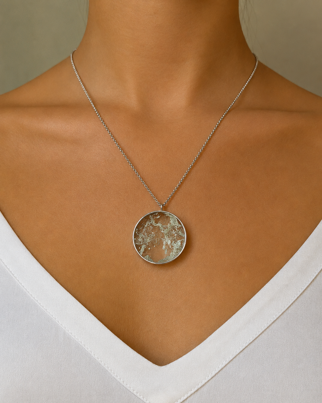 Paulina Vanity Necklace Aqua Green Silver