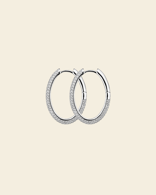 Bianca Boho Just Perfect Hoops Rock Crystal Silver