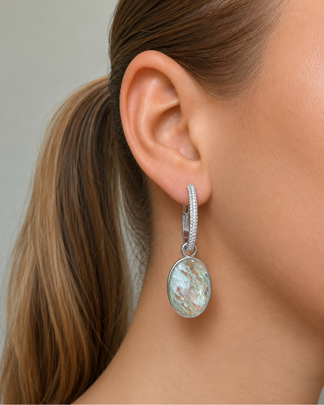Paulina Vanity Pendant Aqua Green Silver