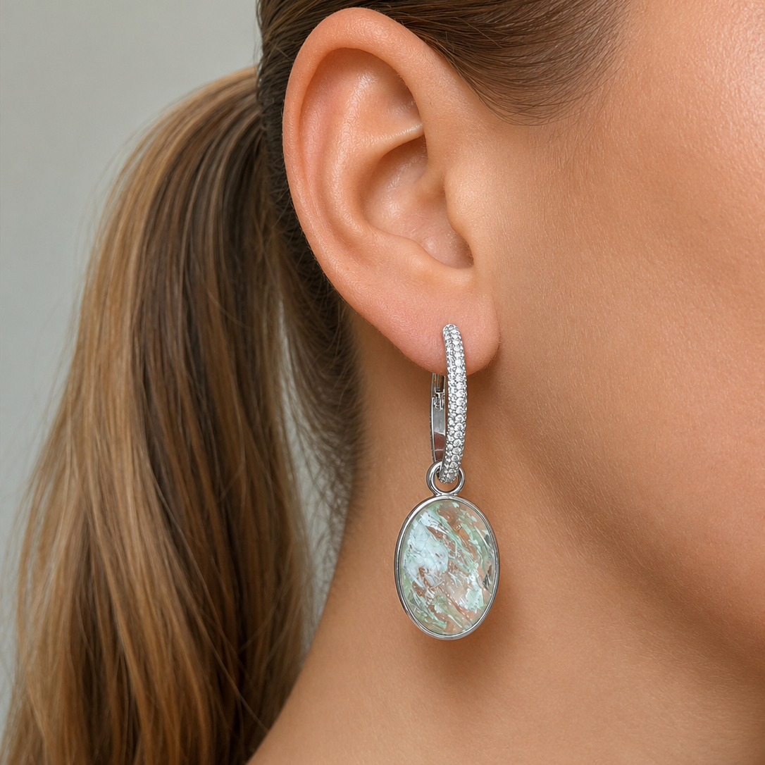 Bianca Boho Just Perfect Hoops Rock Crystal Silver - Charlotte Bonde Sthlm