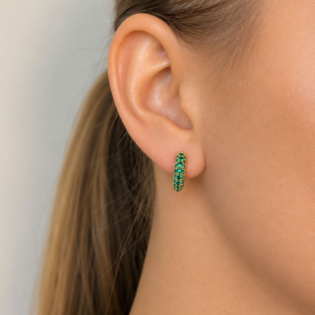 Timeless Tiny Hoops Green Spinel Gold - Charlotte Bonde Sthlm