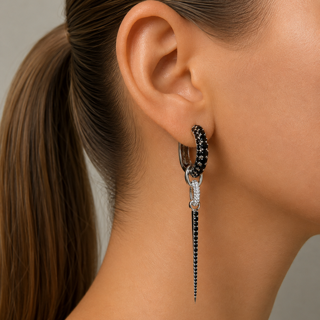 Signature Spike Pendant Black Spinel Silver