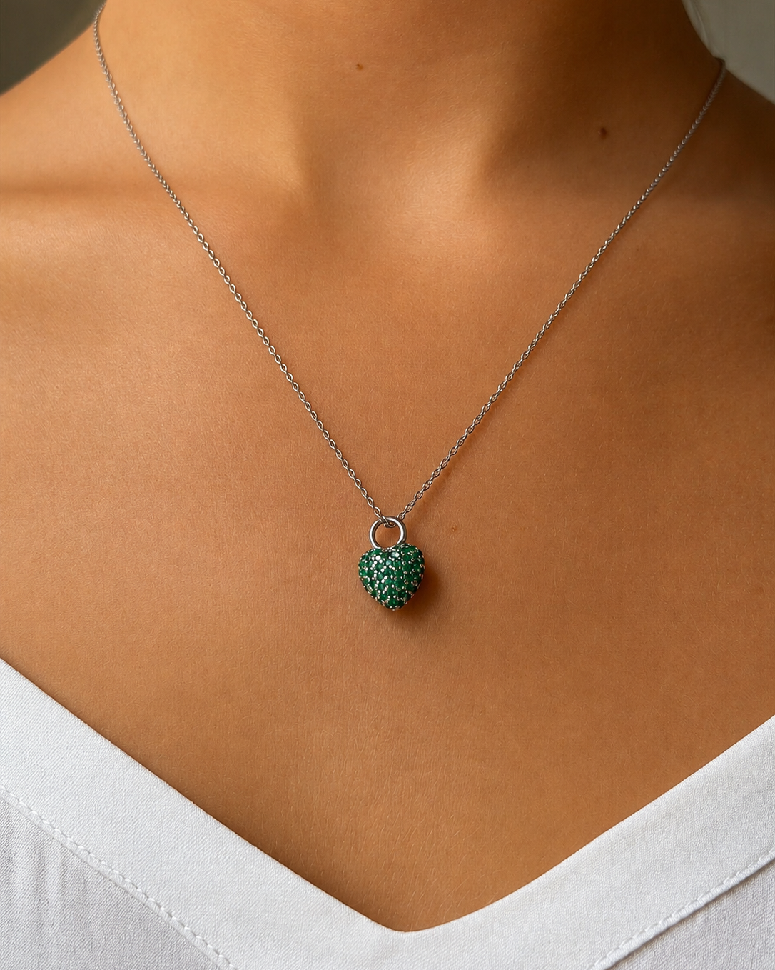 Eternal Heart Mini Pendant Green Spinel Silver - Charlotte Bonde Sthlm
