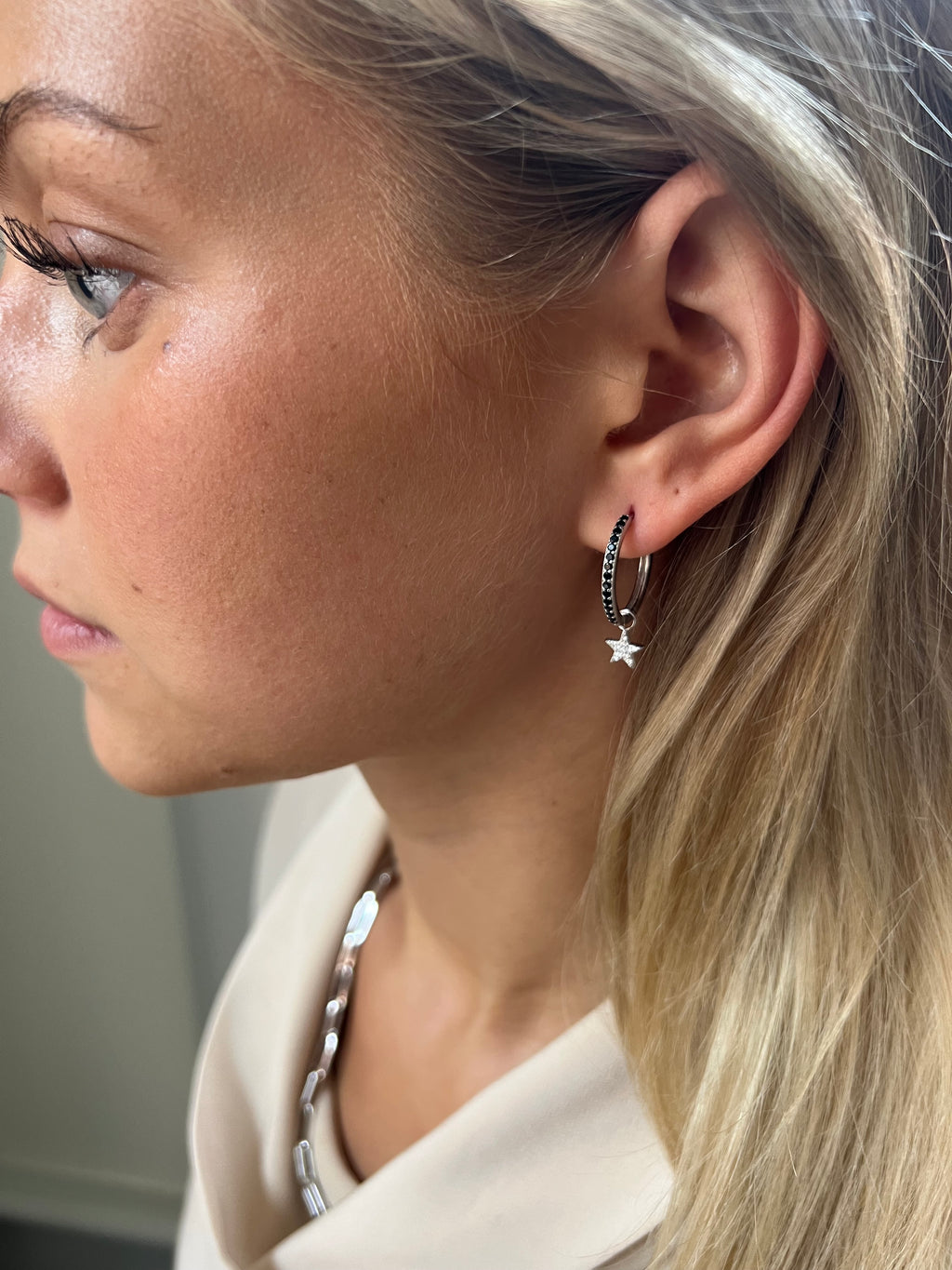 Irma Eternity Hoops Obsidian Silver