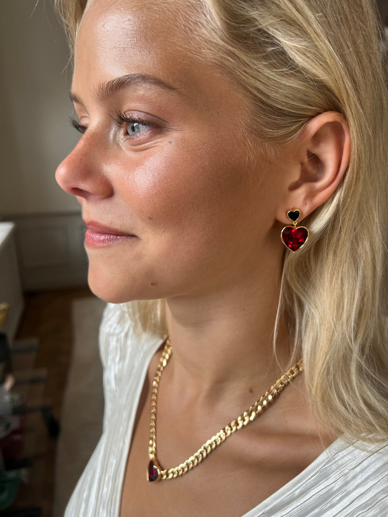 Eternal Love Vanity Earrings Red/Black Crystal