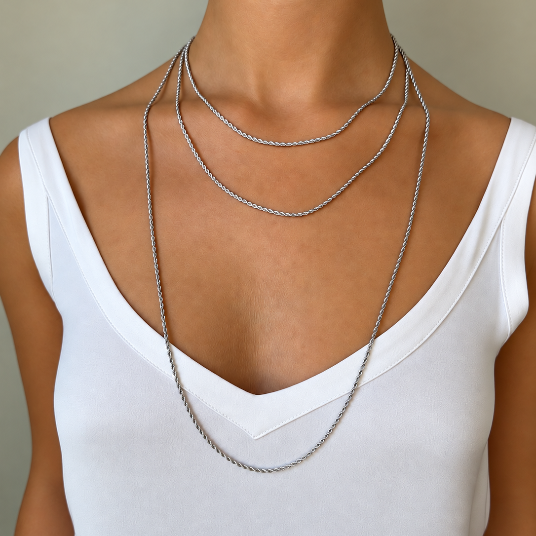 Signature Stack Rope Chain Silver 45 cm