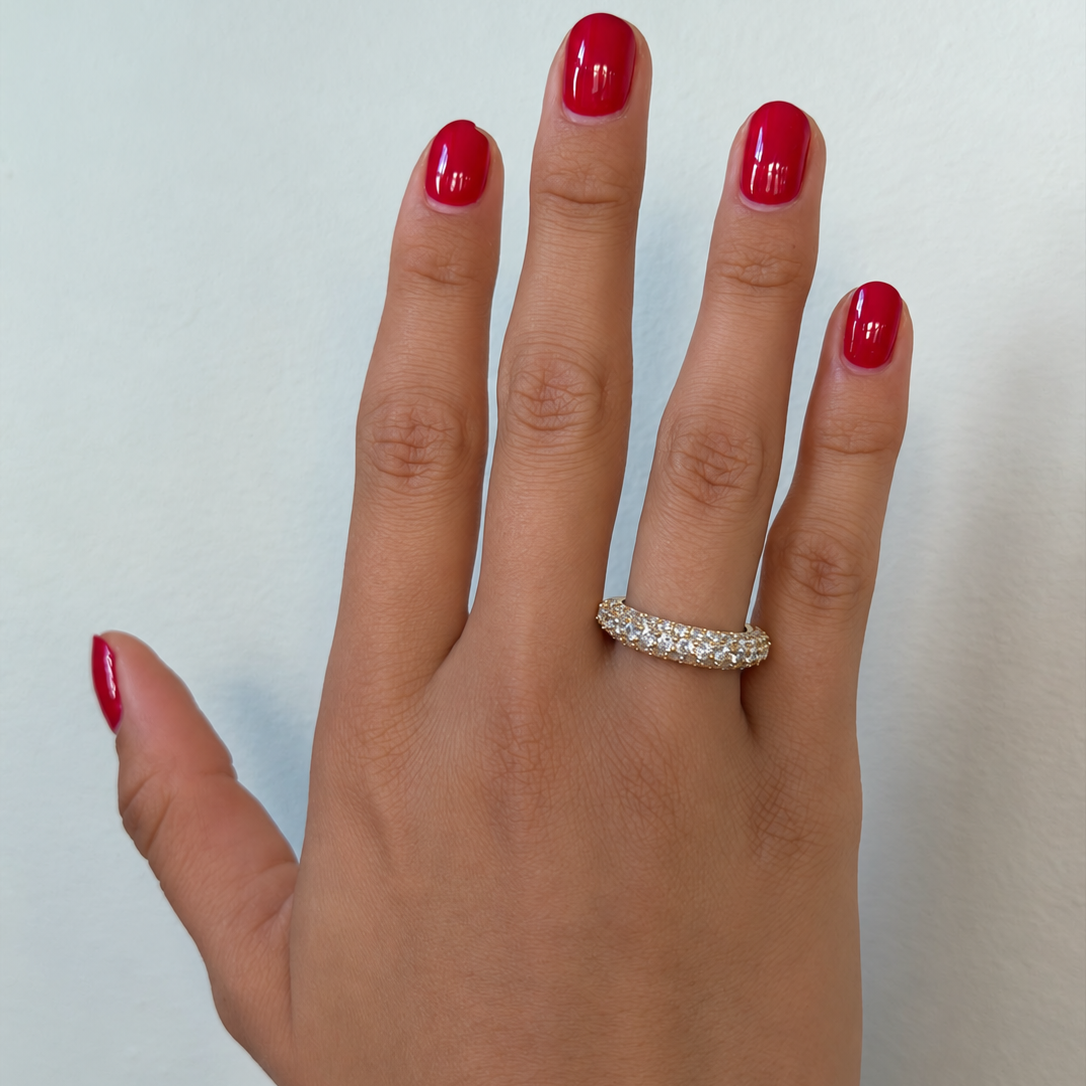 Timeless Chunky Ring Rock Crystal Gold