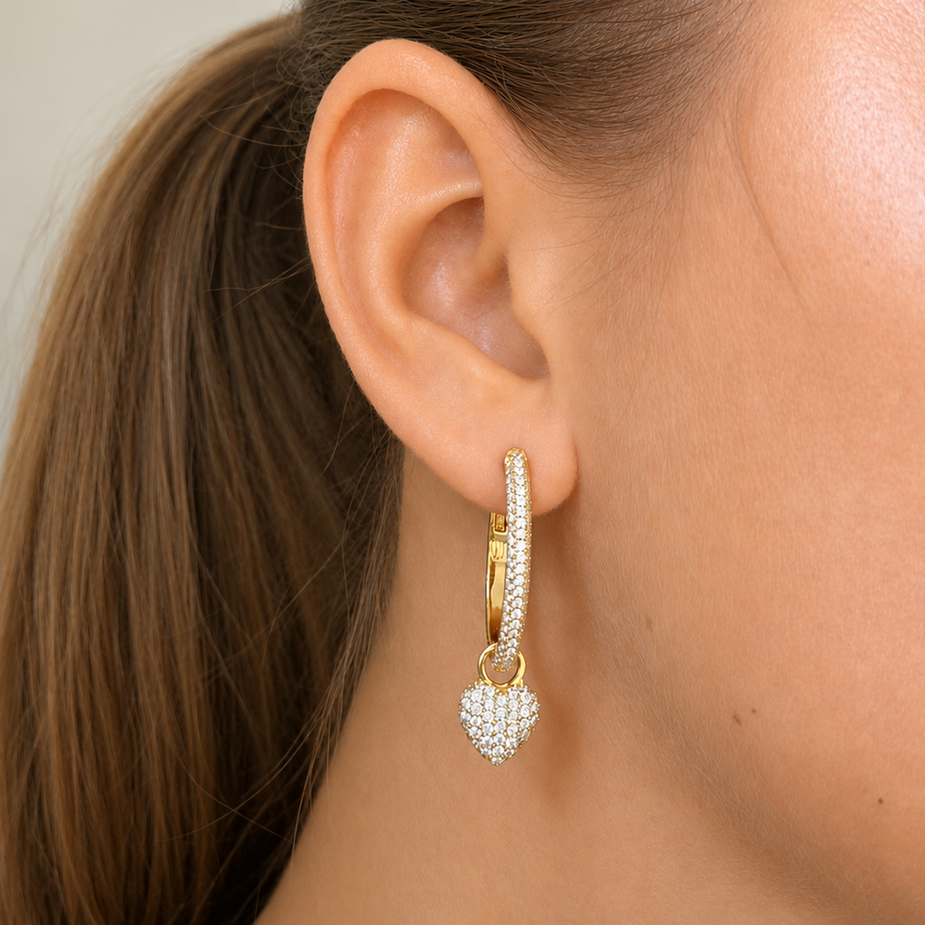 Bianca Boho Just Perfect Hoops Rock Crystal Gold