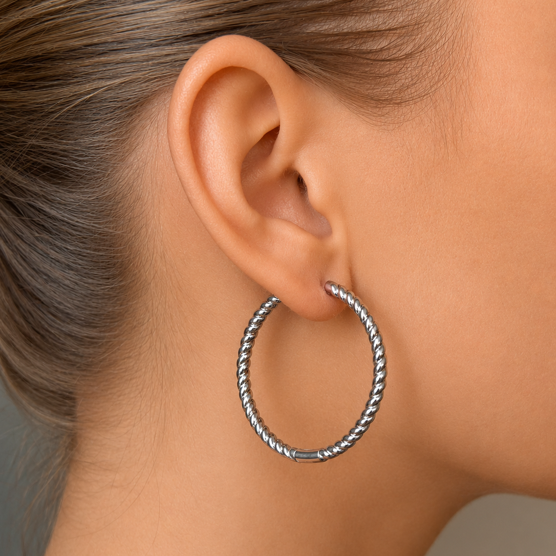 Timeless Amazon Spin Hoops Silver