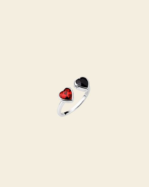 Eternal Love Vanity Mix Ring Black/Red Crystal Silver - Charlotte Bonde Sthlm