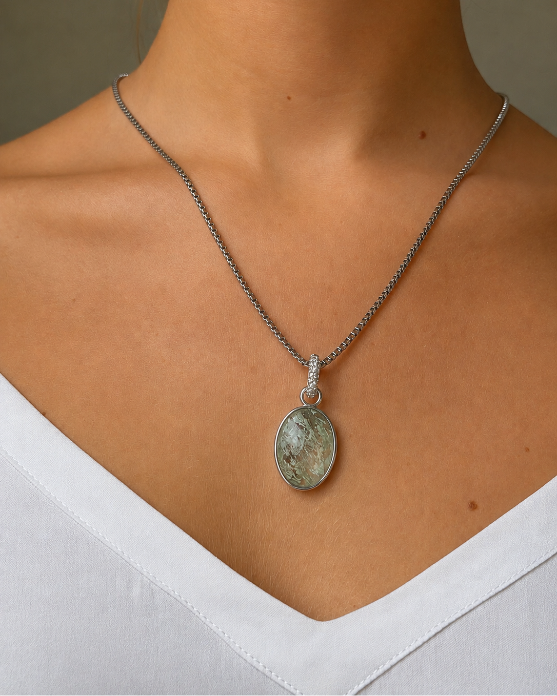 Paulina Vanity Pendant Aqua Green Silver