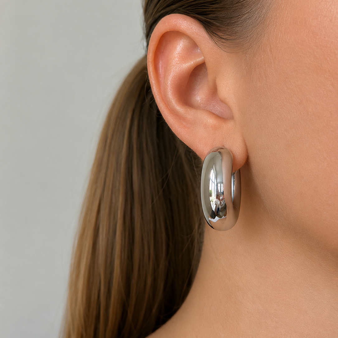 Timeless Chunky Vanity Hoops Silver - Charlotte Bonde Sthlm