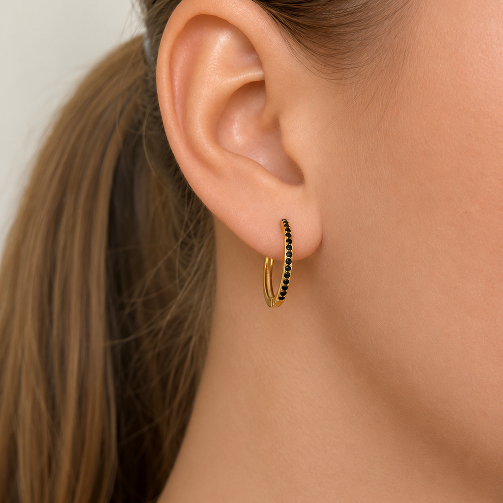 Irma Eternity Hoops Obsidian Gold - Charlotte Bonde Sthlm