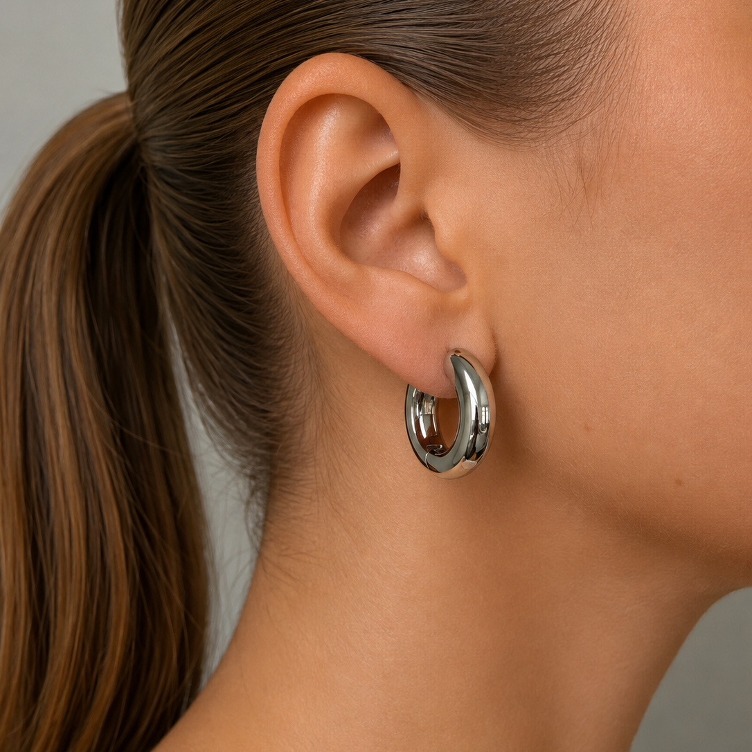 Timeless Chunky Hoops Silver - Charlotte Bonde Sthlm
