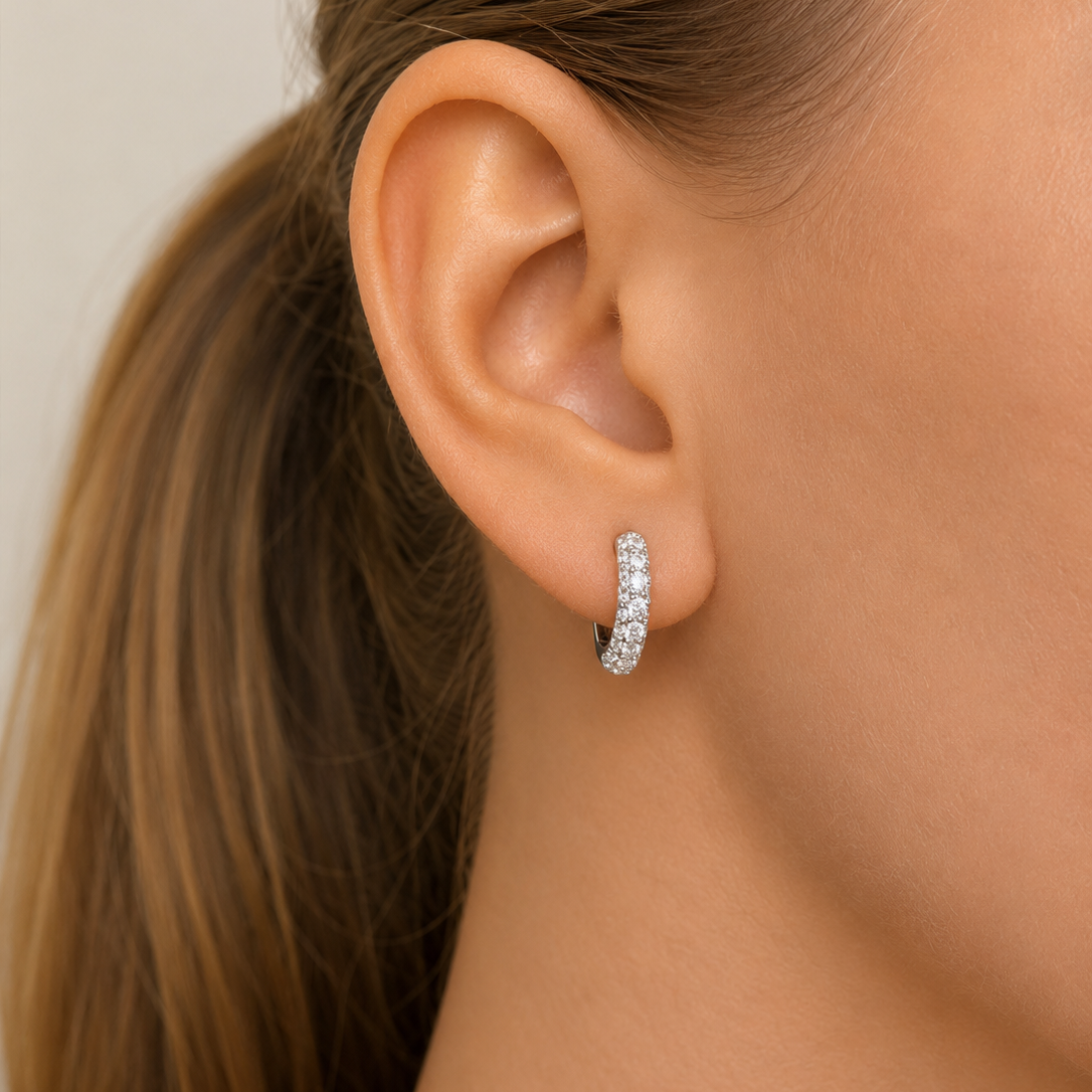 Timeless Tiny Hoops Rock Crystal Silver