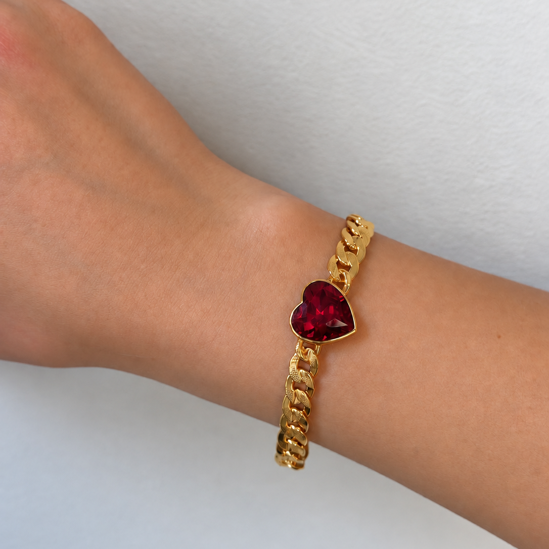 Eternal Love Vanity Bracelet Red Crystal Gold