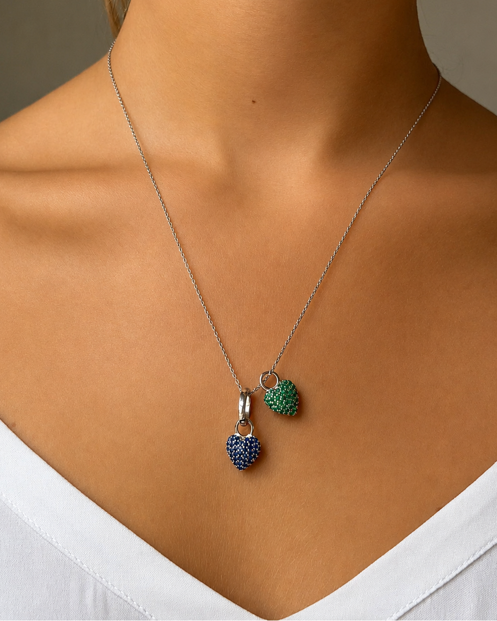 Eternal Heart Mini Pendant Green Spinel Silver - Charlotte Bonde Sthlm