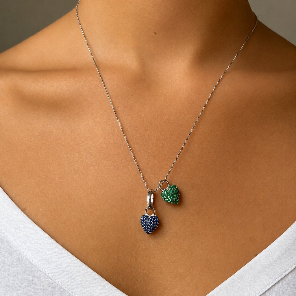 Eternal Heart Mini Pendant Blue Spinel Silver - Charlotte Bonde Sthlm