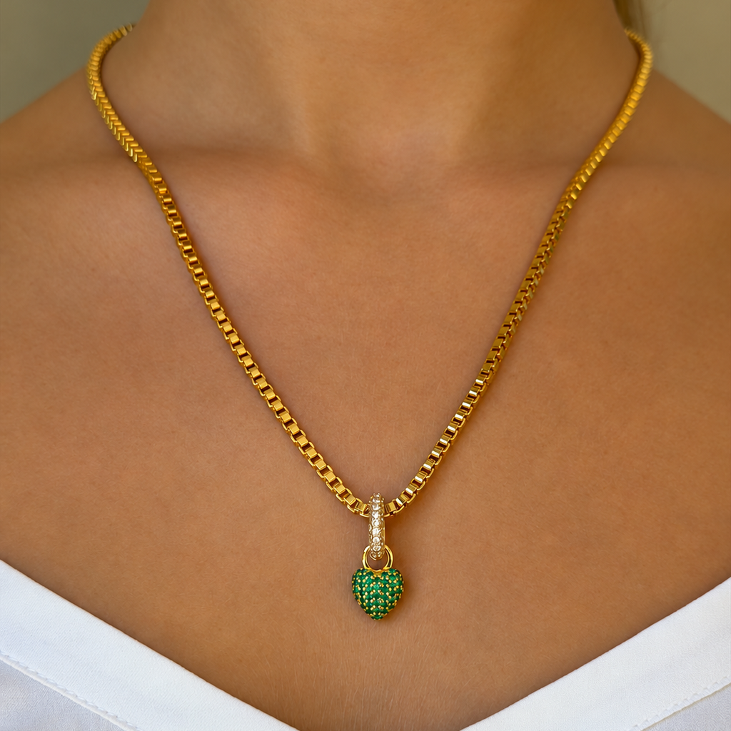 Eternal Heart Mini Pendant Green Spinel Gold
