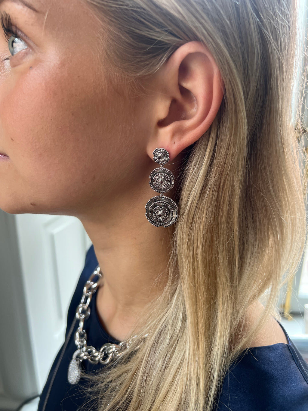 Labyrinth Amazon Earrings Smoky Quartz Silver - Charlotte Bonde Sthlm