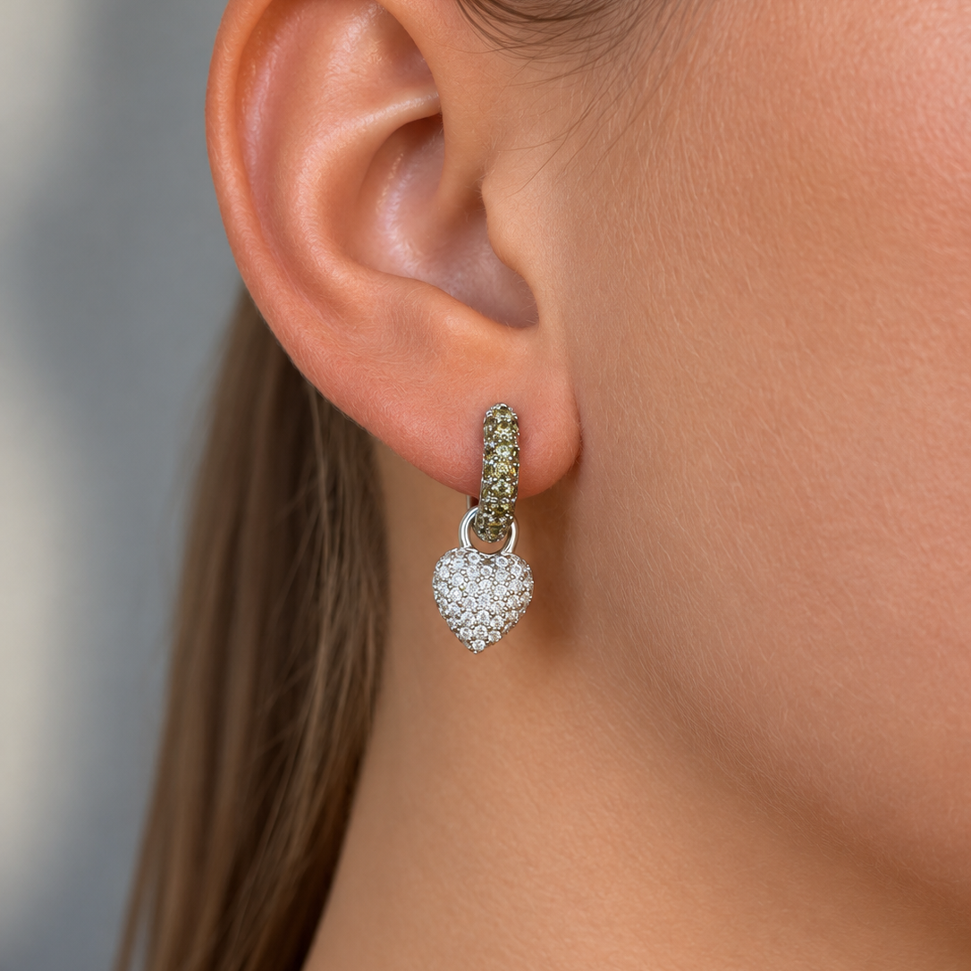 Timeless Tiny Hoops Olive Crystal Silver - Charlotte Bonde Sthlm