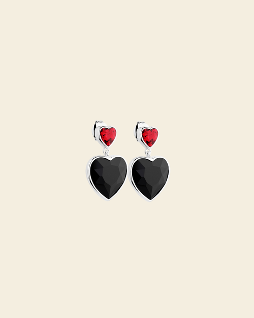 Eternal Love Vanity Earrings Black/Red Crystal Silver - Charlotte Bonde Sthlm