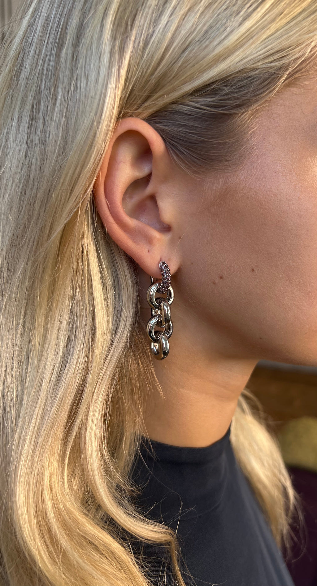 Timeless Chain Earrings Smoky Quartz