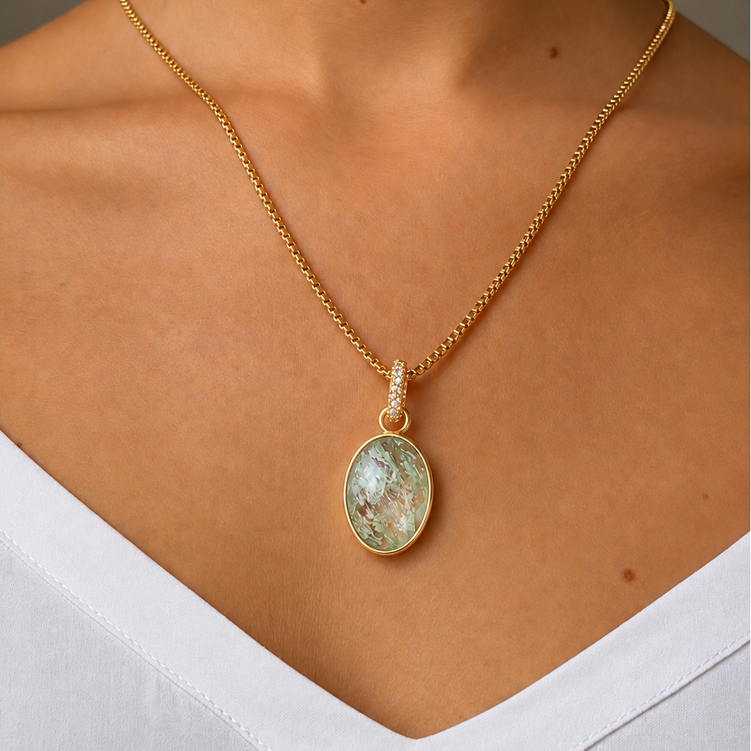 Paulina Vanity Pendant Aqua Green Gold - Charlotte Bonde Sthlm
